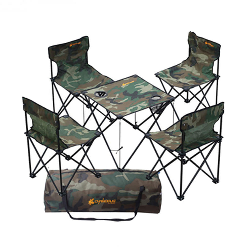 휴대용 4인용 캠핑 테이블 접의식의자 세트